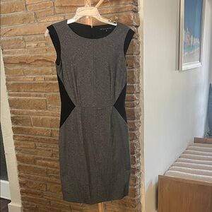 ANTONIO MELANI Gray Sheath Dress with Black Side Panels